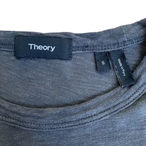 Theory Men's Gaskell Slub Cotton Dark Gray Short Sleeve T-shirt Slim Fit Sz S - Picture 5 of 13